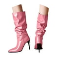 thumbnail image 1 of UngA Mid Calf Boots for Women Women's Thigh High Boots Over The Knee Boots Side Zip Pointed Toe Fashion Sexy Winter Stiletto Knee High Boots Hot Pink,5.5, 1 of 7