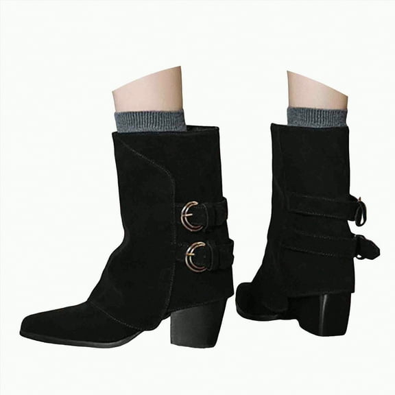 UngA Mid Calf Boots Women's Mid-Calf White Western Cowboy Boots Classic Embroidered Cowgirl Boots Black,6.5