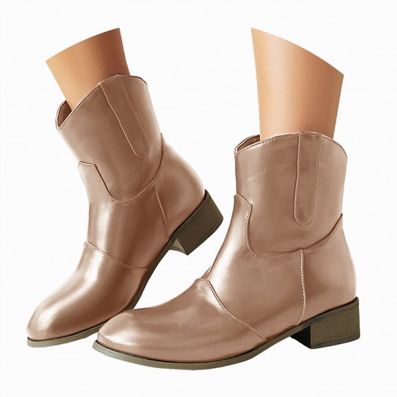 UngA Mid Calf Womens Boots Dress Boots Biker Motorcycle Riding Boots for Women Beige,Size 6