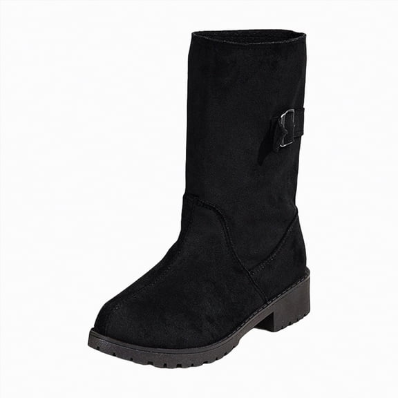 UngA Mid Calf Womens Boots Suede Wedge Boot Mid Heel Wedges Comfortable Casual Boots for Woman Black,Size 6.5