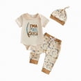 thumbnail image 1 of UngA Newborn Baby Boy Clothes Fishing Short Sleeve Romper Shirt Tops Pants Infant Summer Spring Outfits Cute Hat Set (Khaki,3-6 Months), 1 of 7