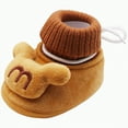 thumbnail image 1 of UngA Newborn Booties Baby Booties Cozy Fleece Slippers Soft Baby Shoes With Gripper Soles, Winter Warm Infant Newborn Crib Sock Shoes Coffee,4.5, 1 of 2