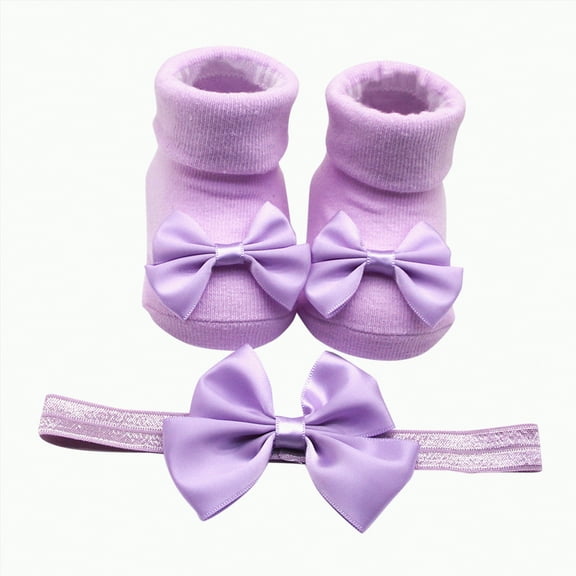 UngA Newborn Booties Newborn Baby Cotton Booties Stay On Slipper Winter Warm Soft Shoes Non-Skid Infant Ankle Boots Crib Shoes Purple