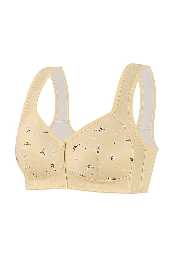 No Underwire Bras for Women Front Closure Bras Push Up Bra No Underwire Plus Size Front Button Bra Beige,36/80