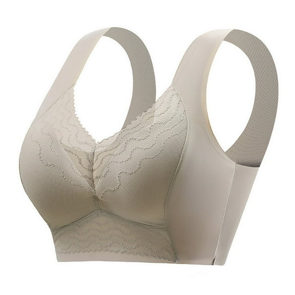 UngA No Wire Bras for Women Plus Size Bra with Underwire Woman's Full Coverage Bra Khaki,XXL