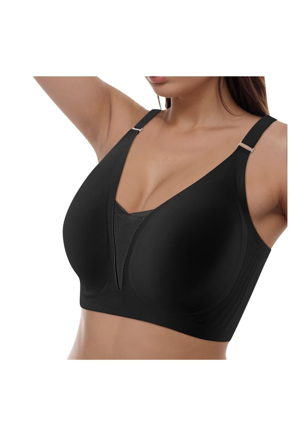 No Wire Bras for Women Smoothing Comfort Seamless Bra Full Coverage Push Up Bra Black,M