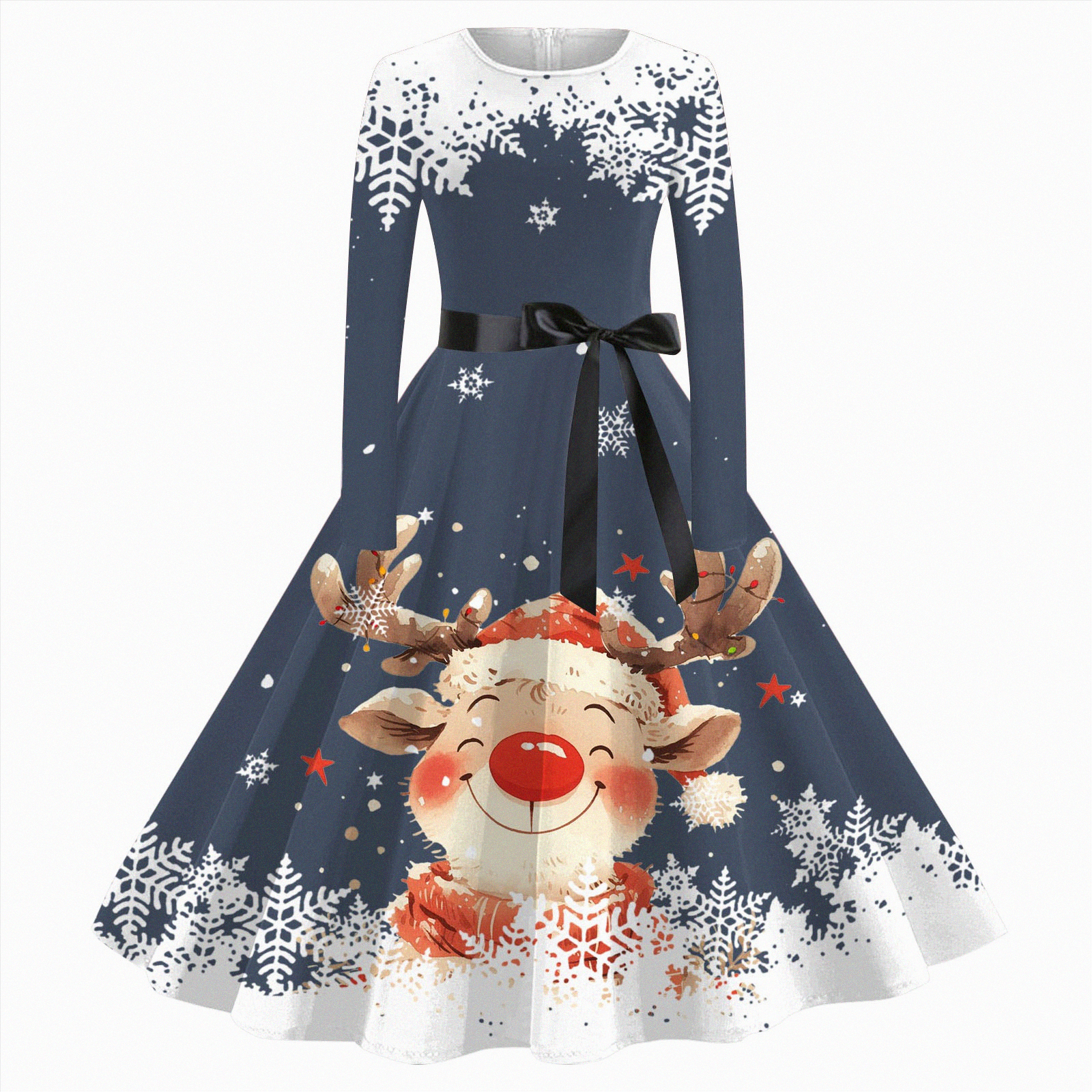 UngA Petite Holiday Dresses Christmas Dresses for Women Ladies' Christmas  Printed Casual And Fashionable V-neck Long Sleeved Dress for Holiday  Festive ...