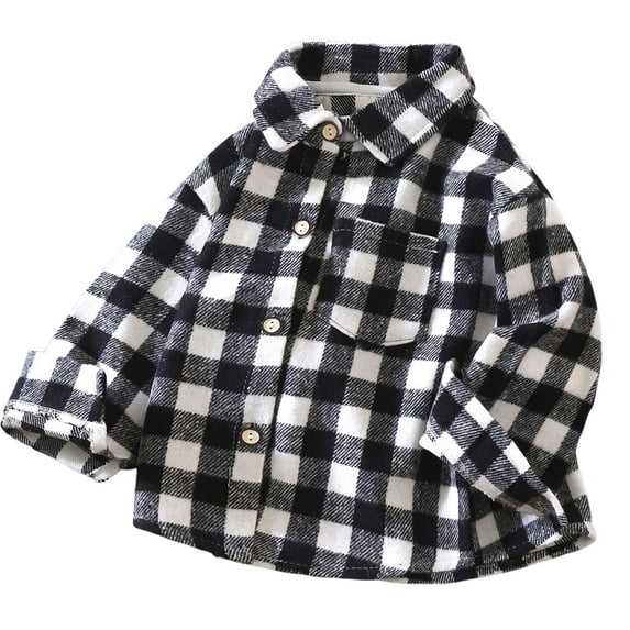 UngA Plaid Shirts for Boys Boy's Cotton Western Long Sleeve Button Down Plaid Shirt Dark Gray,4-5 Years