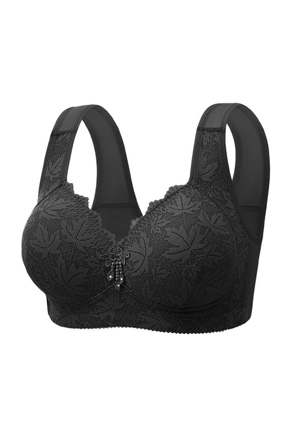 Plus Size Womens Bras Comfortable Bras Support Push Up Low Cut no Underwire Bras Seamless Tshirts Bras Black,XXL