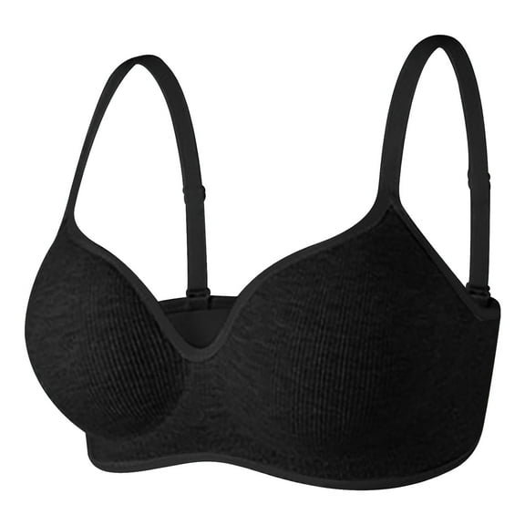 UngA Plus Size Womens Bras Comfortable Push Up Seamless Bralettes Soft V Neck Brassiere Full Coverage Everyday Bra Black,S