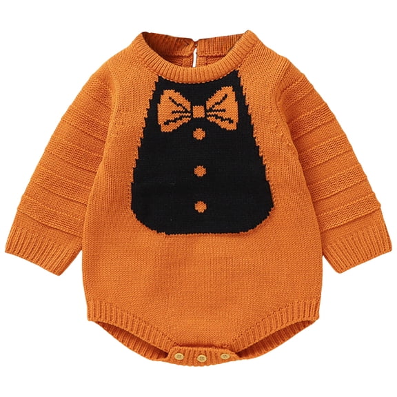 UngA Pumpkin Sweater Kid Halloween Sweater Letter Ghost Embroidery Long Sleeve Knitwear Orange,12-18 Months