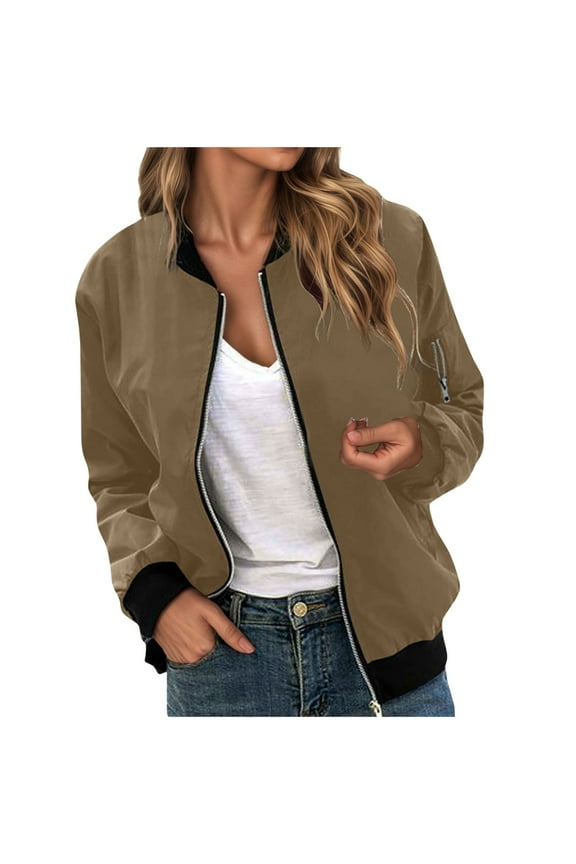 Rain Jackets Women Women's Utility Jackets Zip Up Snap Button Anorak Jackets Utility Coat Outwear Flap Pockets Lightweight Jacket Coffee,S