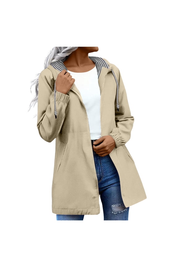 Rain Slicker for Women Women's Lightweight Cotton Military Jacket Khaki,M