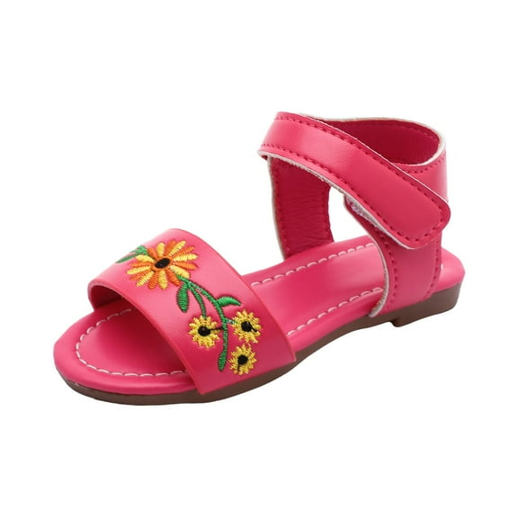 UngA Sandals for Girls Kids Lightweight Sandal with Adjustable Strap Girls Toddler Sandals Open Toe Flat Dress Sandals Cute Summer Shoes Little Kids Princess Shoes(Hot Pink,Size 8.5)