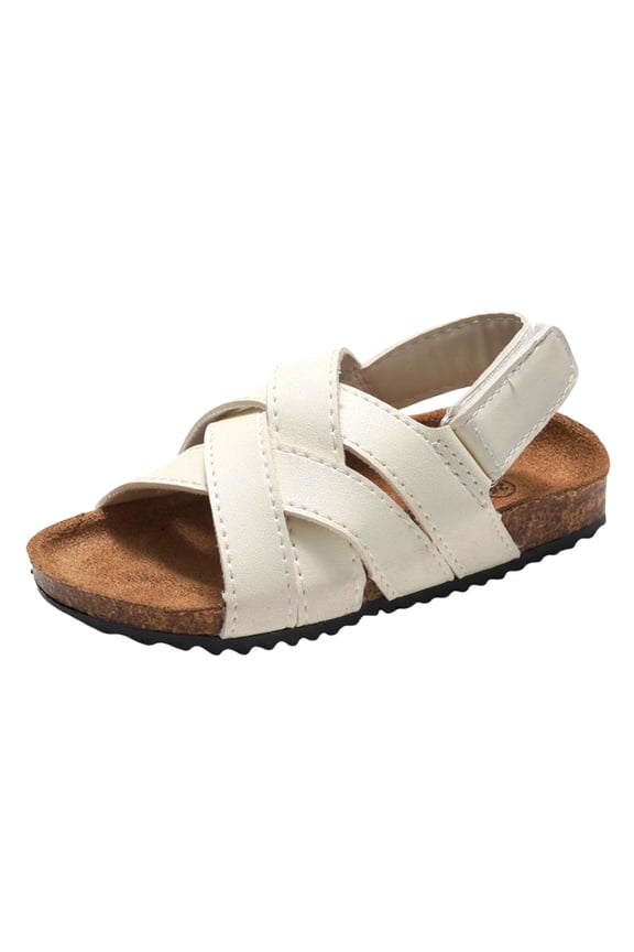 Sandals for Girls Toddler Boys Girls Sandals Open Toe Arch Support Slides Adjustable Slippers for Indoor Outdoor Flower Girl Sandals(White,Size 2)