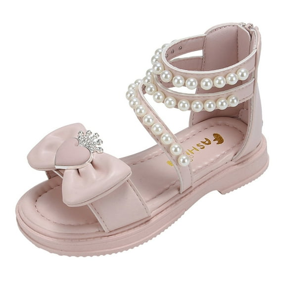 UngA Sandals for Kids Girls Girls Dress Shoes Sandals Toddler Princess Flats for Birthday Wedding Party Little Kid School Walking Shoe Princess Shoes(Pink,Size 3)