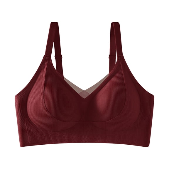UngA Seamless Bralettes for Women Smooth Comfort No Underwire Seamless Supportive Bra Raceback Push Up Bralettes Full Coverage Wine,M