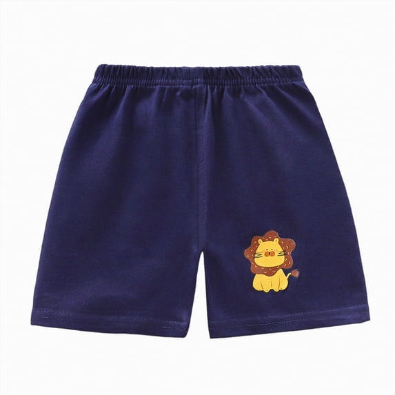 UngA Shorts for Toddler Baby Boys Girls Cotton Elastic Waist Shorts with Cartoon Print Toddler Baby Boy Summer Clothes (Navy,18-24 Months)