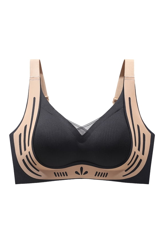 Smooth Wireless Bras for Women No Underwire Comfort Seamless Supportive Bra Raceback Push Up Bralettes Full Coverage Comfortable Bras for Women Black,L