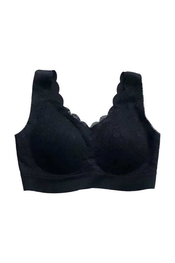 Smooth Wireless Bras for Women No Underwire Comfort Seamless Supportive Bra Raceback Push Up Bralettes Full Coverage Wireless Bra for Women Black,XL