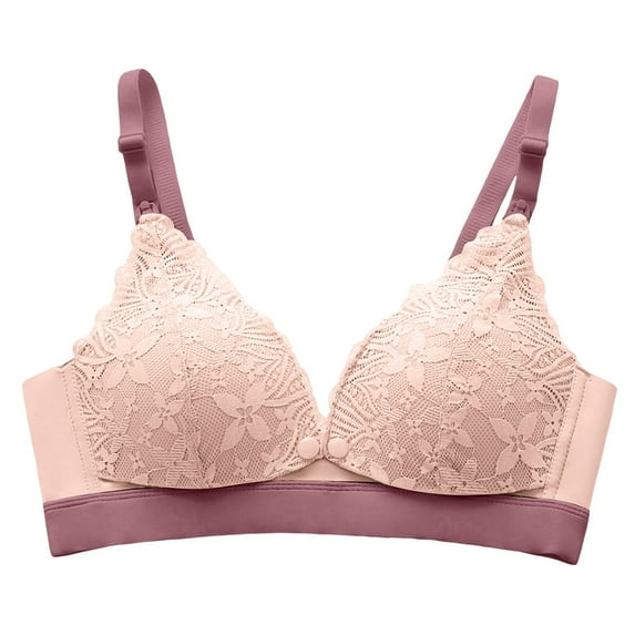UngA Soft Bralettes for Women Front Closure Bras Push Up No Underwire Everyday Bra Plus Size Full Coverage Breathable Brassiere Pink,XL(40/90)