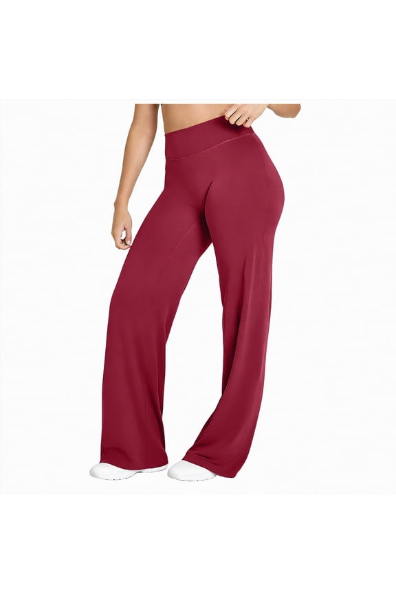 Straight Leg Leggings for Women Tummy Control No Front Seam Workout Leggings for Women High Waist Soft Yoga Pants Wine,XS