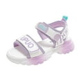 thumbnail image 1 of UngA Summer Sandals Shoes for Toddler Girls Summer Beach Sandals Slingback Little Kids Glitter Soft Closed Toe Princess Dress Flat Purple,11.5, 1 of 7