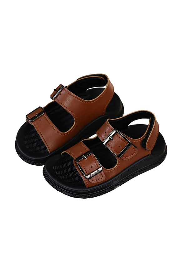 Summer Sandals Toddler Boys Girls Buckle Sandals Comfort Open Toe Sandal with Adjustable Back Strap Coffee,5