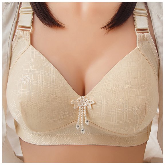 UngA Support Bras for Women Full Figure Beauty Back Smoothing Bra, 4 Way Stretch Fabric Light Yellow,40