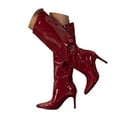 thumbnail image 1 of UngA Thigh High Boots Women's Thigh High Boots Over The Knee Boots Side Zip Pointed Toe Fashion Sexy Winter Stiletto Knee High Boots Red,7.5, 1 of 7