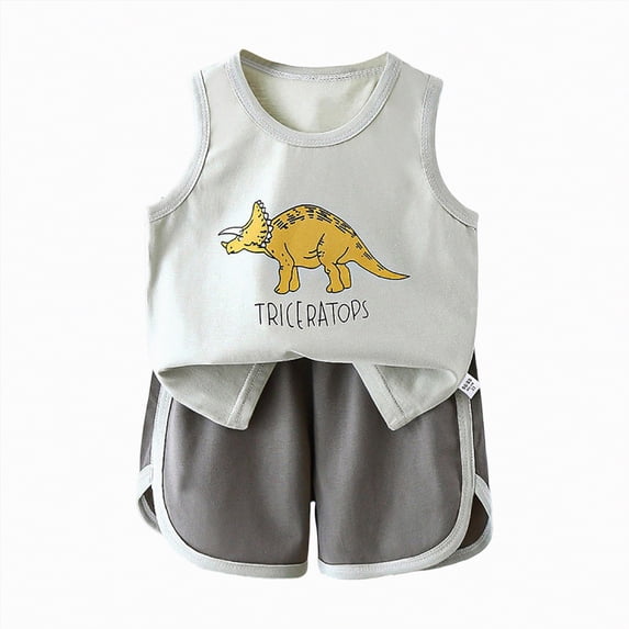 UngA Toddler Baby Boy Summer Clothes 3 6 12 18 24 Months 2T 3T 4T 5T Cute Cartoon Sleeveless Tank Tops and Shorts Set 2Pcs Newborn Toddler Baby Girl Outfits (Grey,3-4 Years)