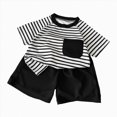 thumbnail image 1 of UngA Toddler Baby Boys Summer Clothes 3 6 12 18 24 Months 2T 3T 4T 5T Boys Outfits Letter Print Short Sleeve Crew Neck T Shirt 2 Piece Outfits Set(Black,7-8 Years), 1 of 4