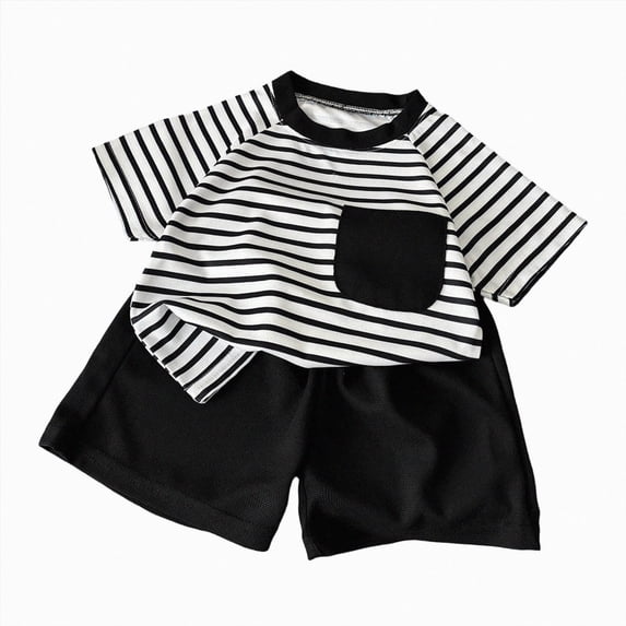 UngA Toddler Baby Boys Summer Clothes 3 6 12 18 24 Months 2T 3T 4T 5T Boys Outfits Letter Print Short Sleeve Crew Neck T Shirt 2 Piece Outfits Set(Black,7-8 Years)