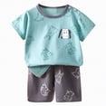thumbnail image 1 of UngA Toddler Baby Boys Summer Clothes 3 6 12 18 24 Months 2T 3T 4T 5T Short Sleeve Letter T Shirt Top Shorts Set Toddler Baby Outfits for Girls (Blue,2-3 Years), 1 of 4