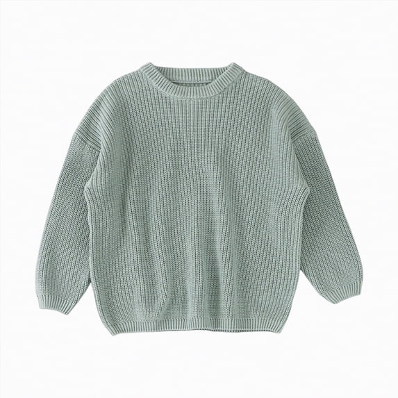 UngA Toddler Baby Girl Boy Knit Sweater Round Neck Long Sleeve Pullover Sweatshirt Kids Baby Fall Winter Clothes (Light Blue,9-12 Months)