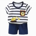 thumbnail image 1 of UngA Toddler Baby Girl Summer Clothes 3 6 12 18 24 Months 2T 3T 4T 5T Short Sleeve Cartoon Print T-Shirt Tops & Shorts Sets 2Pcs Toddler Baby Outfits Boy (Dark Blue,3-4 Years), 1 of 5