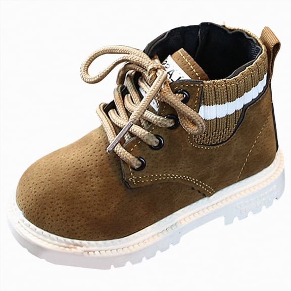 UngA Toddler Boots for Boys Girls Outdoor Lace Up Work Boots Casual Side Zipper Hiking Ankle Shoes Boys Girls Boots (Toddler/Little Kid),Size 7