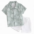 thumbnail image 1 of UngA Toddler Boy Clothes Beach Summer Outfits Kids Short Sleeve Button Down Shirt and Elastic Waist Shorts Sets (Light Blue,4-5 Years), 1 of 7