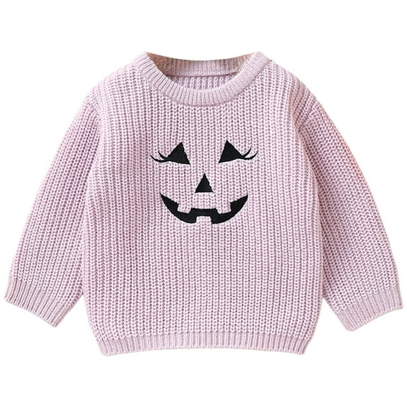 UngA Toddler Boy Halloween Clothes Toddler Baby Halloween Sweater Sweatshirt Boy Girl Pumpkin Embroidey Cardigan Sweater Long Sleeve Warm Fall Winter Clothes Purple,12-18 Months