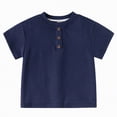 thumbnail image 1 of UngA Toddler Boy Short Sleeve Henley Shirt Button Front Summer Tops Kids Boys Ribbed T-Shirt (Navy,8-10 Years), 1 of 4