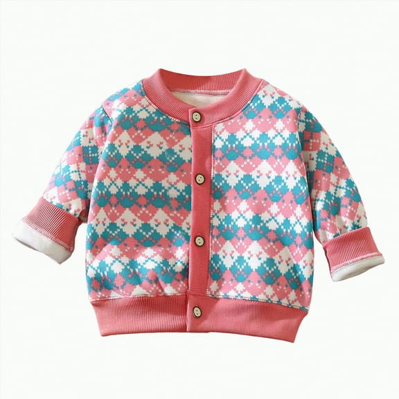 UngA Toddler Boys Girls Crewneck Cardigan Sweaters for Babies Long Sleeve Kids Button Cotton School Uniform Knit Tops Outwear (Blue,18-24 Months)