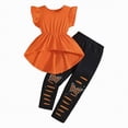 thumbnail image 1 of UngA Toddler Girl Clothes Kid Spring Summer Outfit Ruffle Sleeve Shirt Top Floral Pants Fall Clothing Set 5-6 Years,Orange, 1 of 6