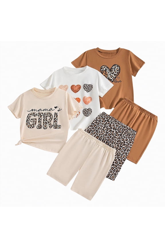 Toddler Girl Clothes Short Sleeve Letter Print T Shirt and Shorts Set Kids Summer Outfit,Pack of 3,3-4 Years