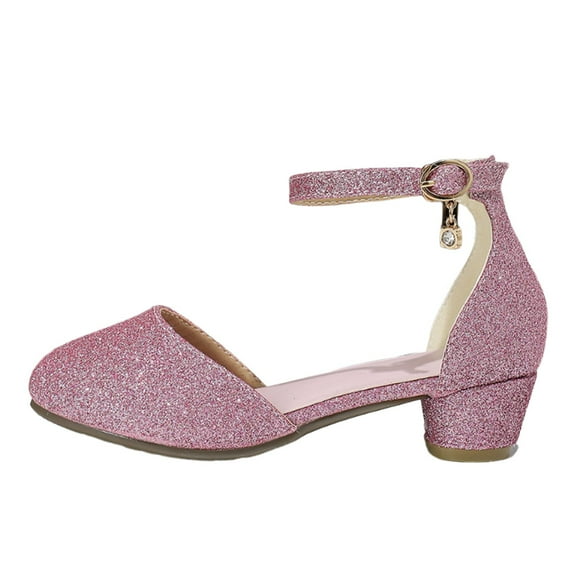 UngA Toddler Girl Dress Shoes Girls Sandals Ankle Strap Flat Sandals Casual Beach Sandals for Daily Wedding Princess Summer Sandals Girls Dance Shoes(Pink,Size 12)