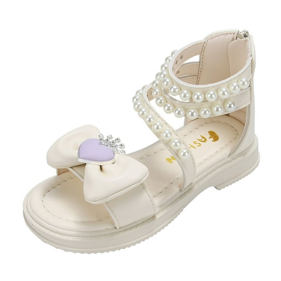 UngA Toddler Girl Dress Shoes Kids Lightweight Adjustable Straps Summer Sandals (Toddler/Little Kid/Big Kid) Flower Girl Sandals(White,Size 11)