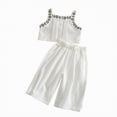 thumbnail image 1 of UngA Toddler Girl Summer Clothes Crop Tank Top and Loose Wide Leg Pants Kids Girls 2 Piece Outfits Set 3-4 Years,White, 1 of 7