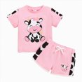 thumbnail image 1 of UngA Toddler Infant Baby Girls Summer Outfits Print Short Sleeve Pocket T-Shirt Tops Pants Clothes Sets (Pink,6-9 Months), 1 of 7