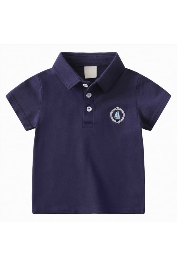 Toddler Kids Boy Solid Casual Short Sleeve Polo Shirt Pullover Summer Tops Cute Shirts (Navy,4-5 Years)