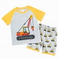 thumbnail image 1 of UngA Toddler Summer Clothes for Boys 2T 3T 4T 5T Kids Short Sleeve Truck Print T-Shirt Tops Solid Color Shorts Set 2Pcs Casual Toddler Outfits for Boys (Yellow,5-6 Years), 1 of 7