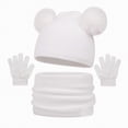 thumbnail image 1 of UngA Toddler Winter Hat Gloves Scarf Set, Kids Beanie Hat Neck Warmer Mittens Fleece Lined Set (White,2-12 Years), 1 of 6
